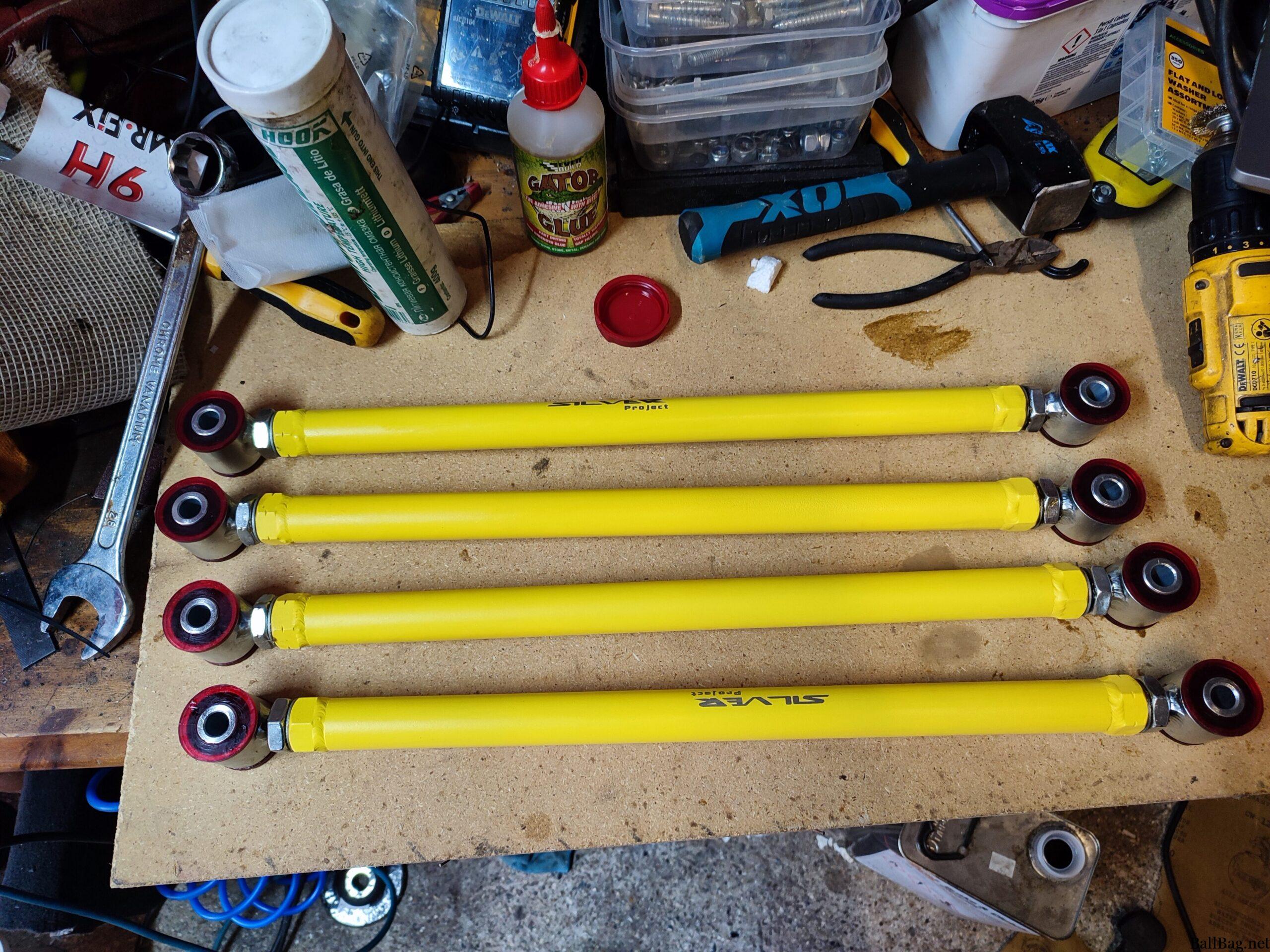 Failed red bushes on Project Silver rear arms