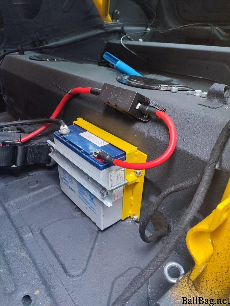 Battery secured in position