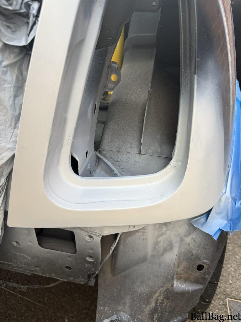 Welded in place and temporary primer added before coming back to the job another day